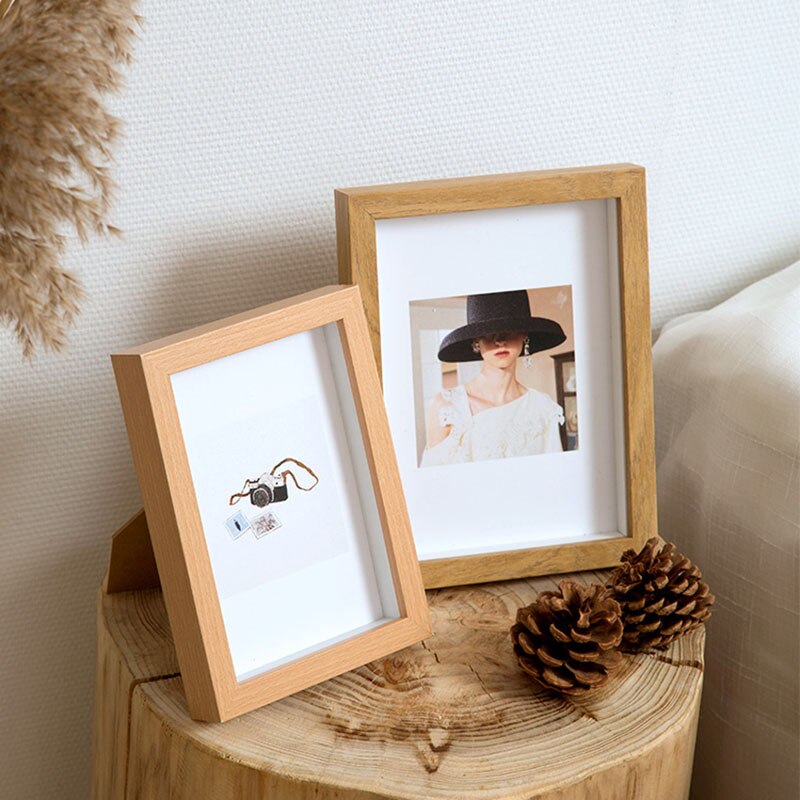 1PC Simple Photo Frame MDF Hanging Picture Frame For Wall Painting Modern Wood Grain Desktop Decor Wedding