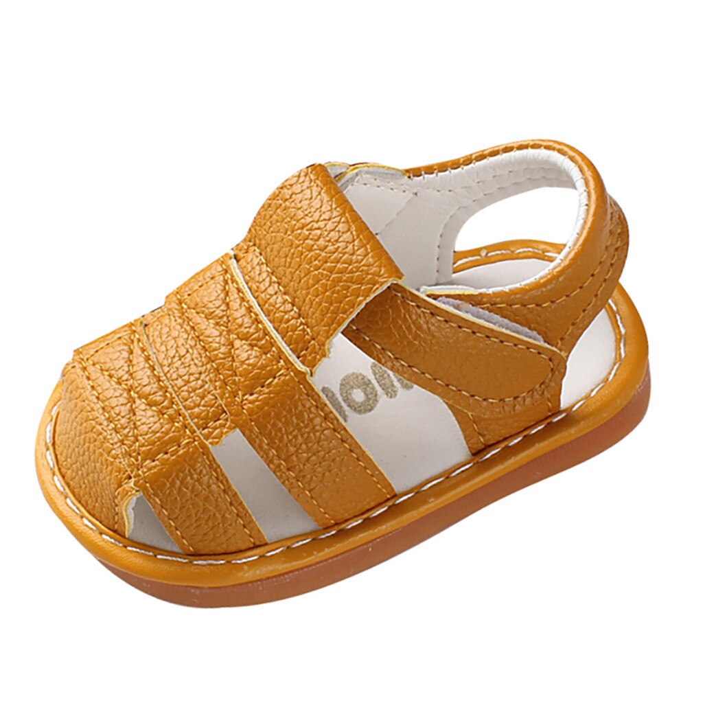 Sandalias romanas para bebés y niños recién nacidos, zapatos de suela blanda para primeros pasos, de verano, Unisex: Yellow / 16