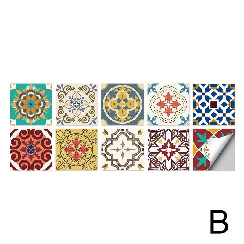 Kitchen Oil-proof Stickers Bathroom Waterproof Stickers Tile Visual Sticker Wall Geometric Tiles Texture Hard Art Decorativ L9B8: B / M