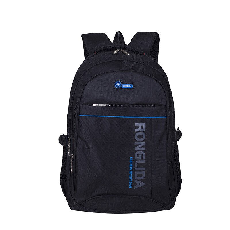Mochila negra de Nylon de gran capacidad, mochilas escolares para estudiantes de secundaria, para hombres y adolescentes, mochila grande de estilo universitario: Azul