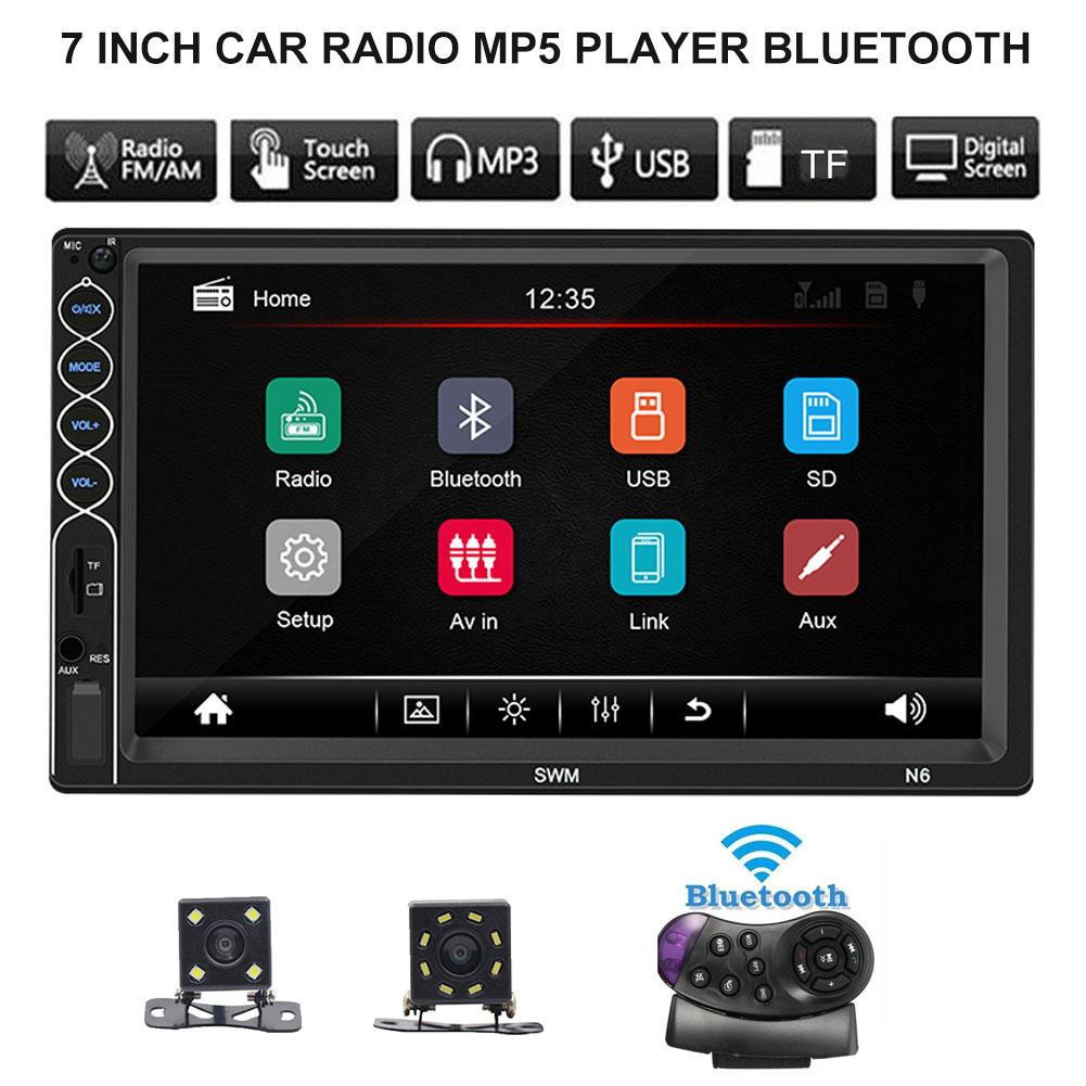 N6 7 tommer berøringsskærm 2 din bilradio bluetooth video  mp5 afspiller med kamera 13 sprog hd til apple til android