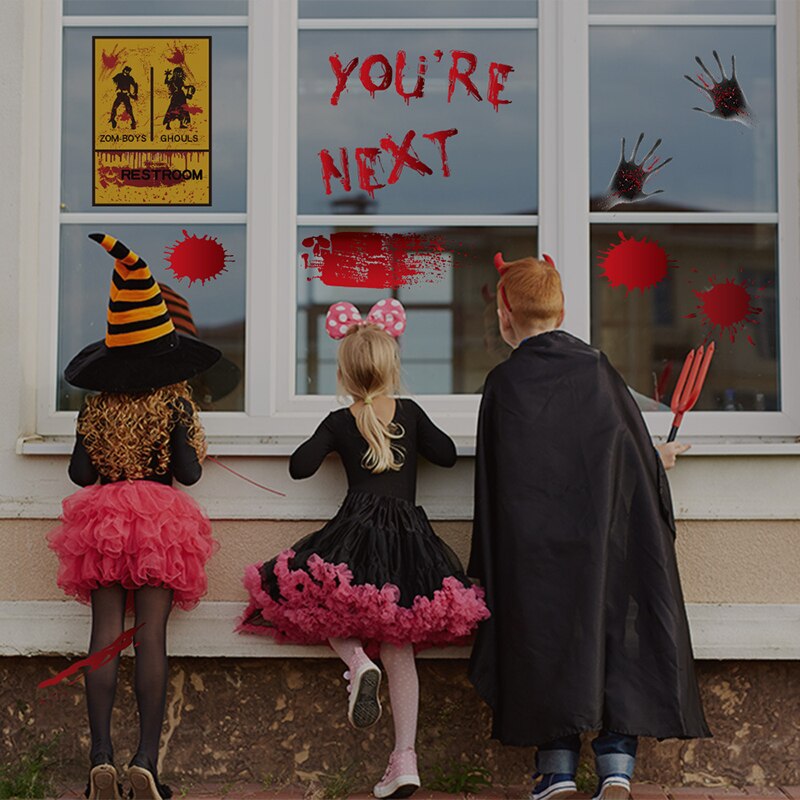 Horrible Halloween Bloody Handprint stickers Wall Window Door Home Decal Stickers Halloween Party Decoration Haunted House Prop