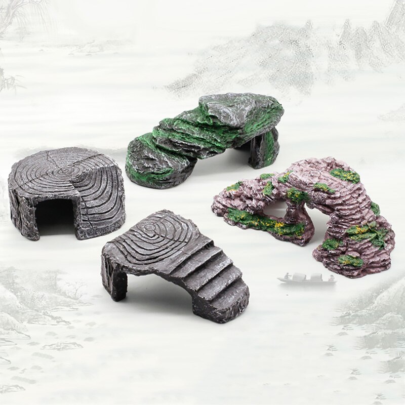 Rampe de plateforme en résine pour Reptile, jouet, rampe pour réservoir, île, escalade aquatique, ornement d&#39;aquarium, escalier pour Aquarium