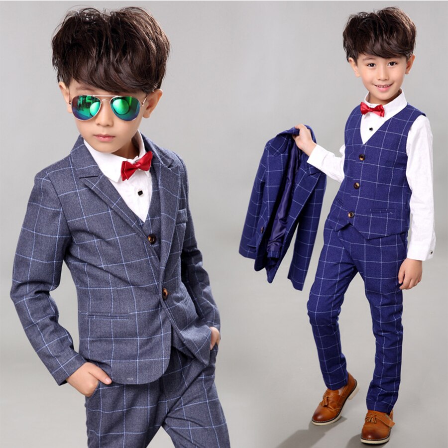 Ensemble Costume de mariage pour garçons | Costume de mariage pour enfants, Blazer à carreaux pour enfants, gilet et pantalons 3 pièces, Costume de Performance pour Piano pour fête scolaire