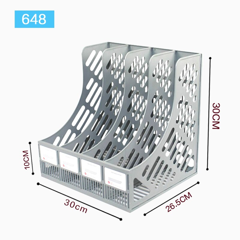 Four Layers Three-color File Tray Mesh Breathable File Shelf Desktop Shelf Bookshelf Office Desktop Storage Supplies: Gray