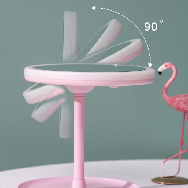 USB Charging Detachable Makeup Mirror With LED Light Touch Screen Vanity Mirror Storage Cosmetics Mirror 30#10