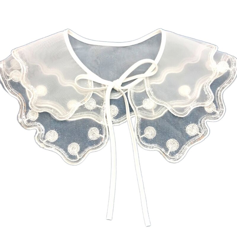 Lolita Decoratieve Nep Kraag Kant Sjaal Borduren Gelaagde Mesh Dickey Ketting N58F: C