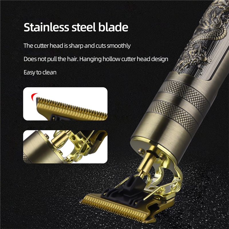 Profesjonalna maszynka robić włosów bezprzewodowy smok mężczyźni przycinarka akumulatorowa maszyna robić golenia brody elektryczna maszynka robić golenia z łysiną głową budda