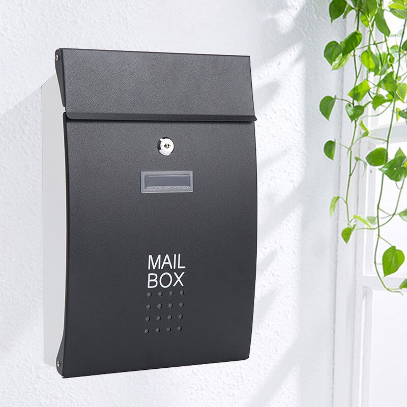 Wall Mounted Outdoor Street Mailbox Stainless Steel Mail Box Apartment Home Garden Letterbox Vertical Locking Post Mailboxes: Black