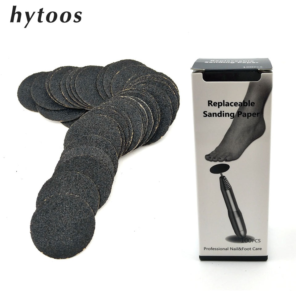 HYTOOS 100pcs Replaceable Sanding Paper No Disk 25mm Pedicure Sandpaper Nail Drill Accessories Salon Foot Calluse Care Tool