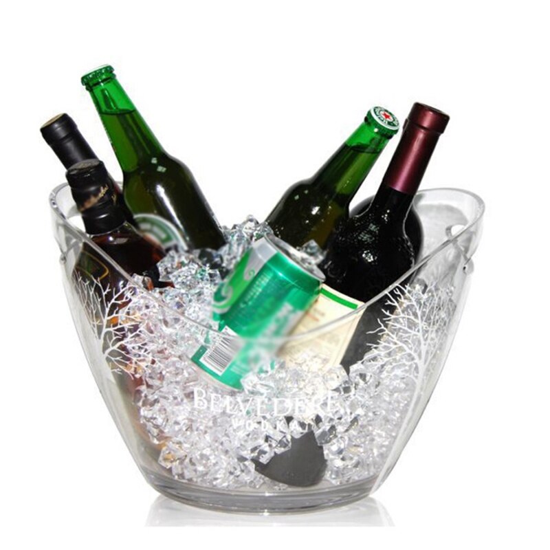Transparent 8L Plastic Ice Bucket Bar Wine Trough Water Entertainment Stand Wine Holder Glass Wine Bottle Storage Cooler
