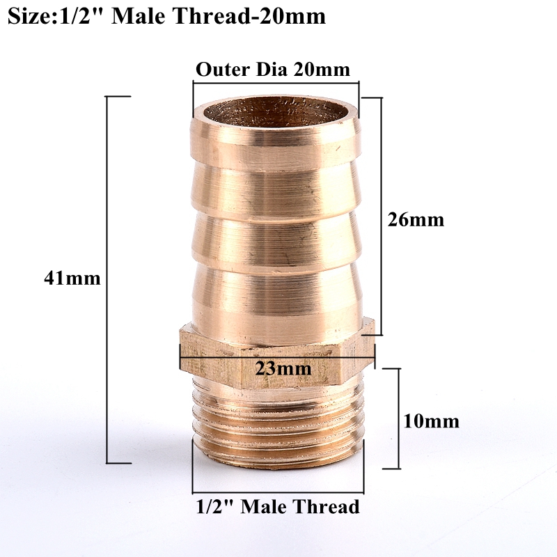 1/2” Male Thread To 6~25mm Brass Pipe Fittings Hose Connector, Garden Watering Irrigation Pagoda Joint Copper Coupler Adapter: green / 1/2''