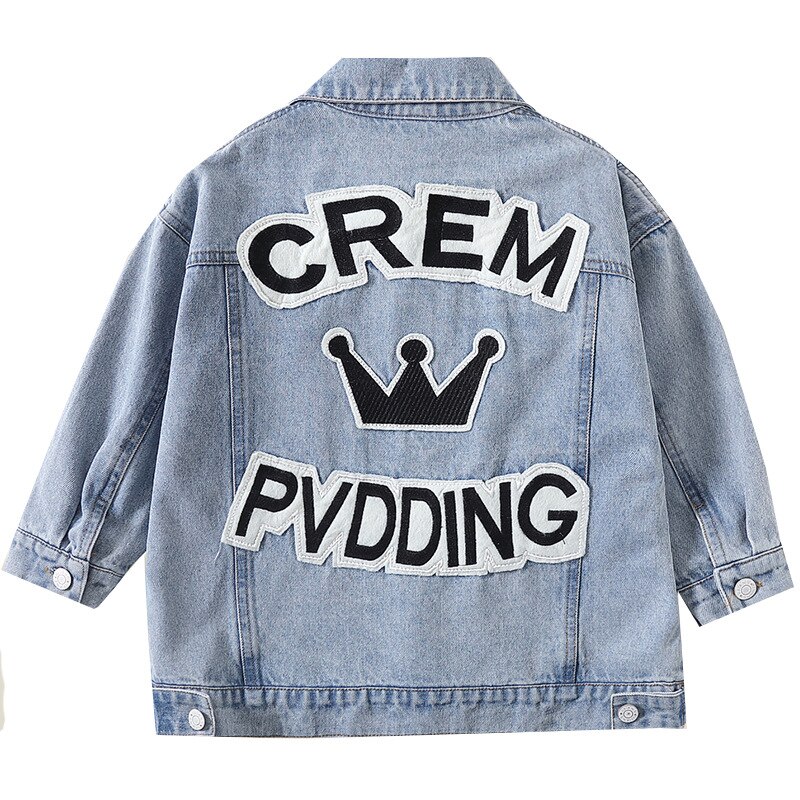 Jongens Denim Jasje En Najaar 2022 Kinderen Jas Lente Koreaanse Bovenkleding Kleding 1-472: 130 cm