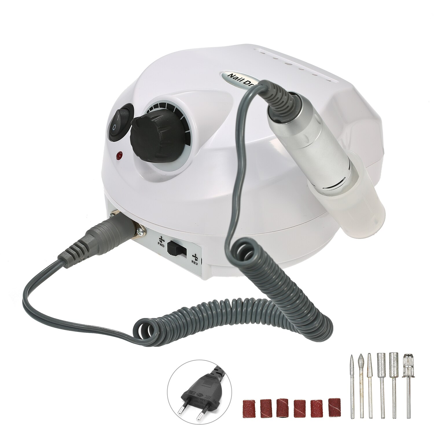 Máquina Eléctrica de 30000RPM para taladrar uñas, máquina eléctrica para limar uñas, pulidora, Kit de manicura, taladro para pedicura: Blanco / US
