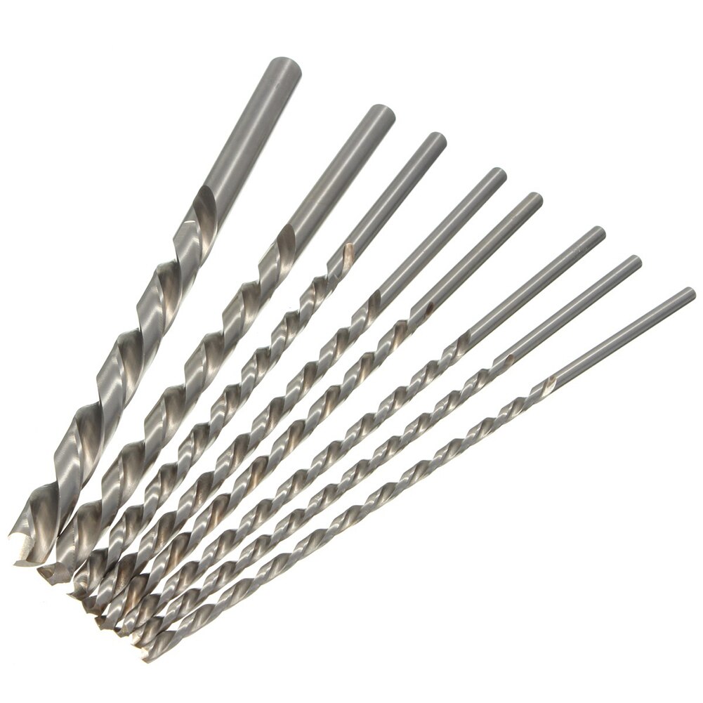8 Stuks High Speed Steel Boren Hardware 4241 Hss 20Cm Twist Boor 4-10Mm Extra Lange 200mm Rechte Schacht Vijzel Bit Tool Set