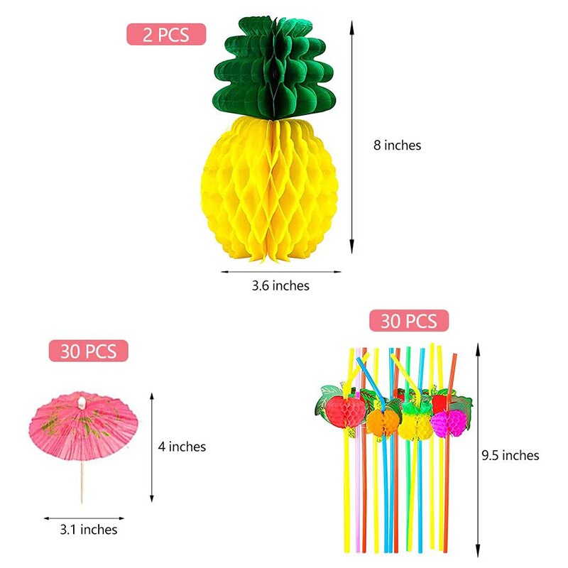 Hawaii Tropical Party Decoratie Set Stro Tafel Rok, Hibiscus Bloem, Palm Blad, Papier Ananas Decoratie
