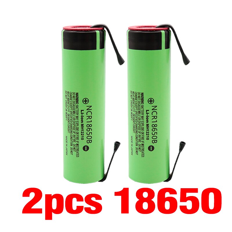 Original 3.7v 3400 mah 18650 battery Rechargeable Lithium Battery NCR18650B Suitable for battery DIY Nickel: 2pcs
