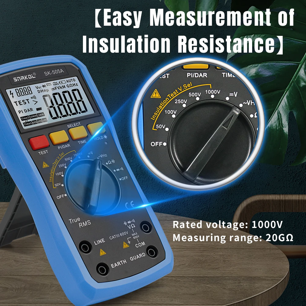 Snakol SK-505A 2-in-1 Digital Multimeter Insulation Resistance Tester 1000V Megohmmeter Voltmeter AC/DC Voltage Resistor Meter
