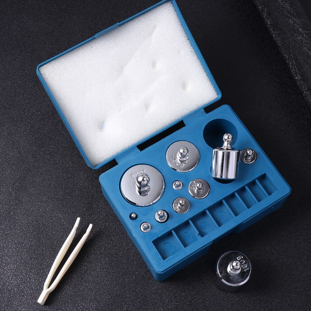 500 Grams Plating Steel Calibration Scale Weight Kit Calibration Weights with Tweezers for Digital Balance Scale - 10mg-200g