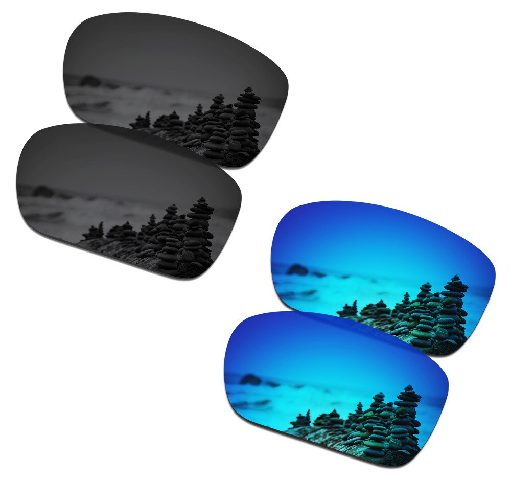SmartVLT 2 Pairs Gepolariseerde Zonnebril Vervanging Lenzen voor Oakley TwoFace Stealth Zwart en Ijs Blauw