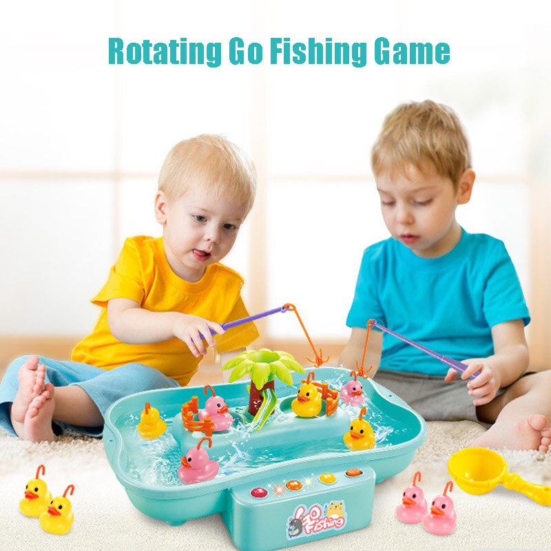 Kids Water Cycle Electric Fishing Toys Music Light Toys for Children Fishing Games Water Play Outdoor Educational Game Toys