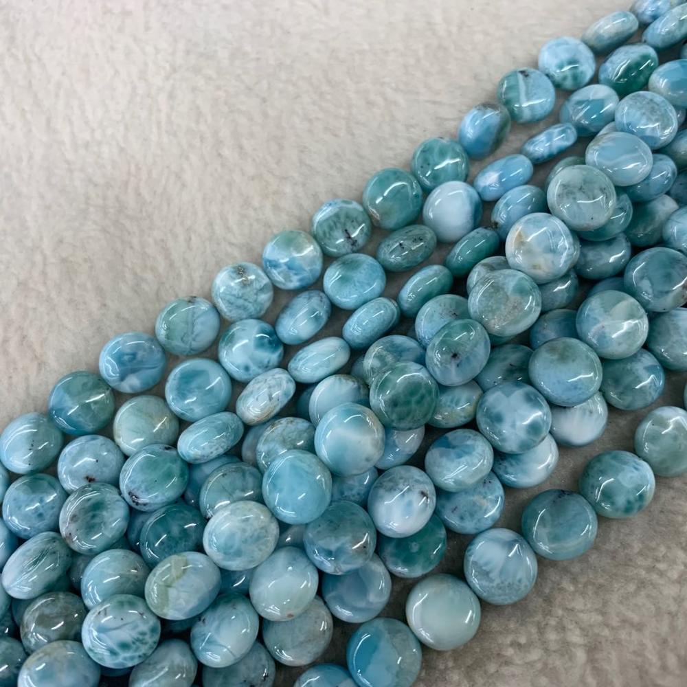 10mm coin larimar/Copper Pectolite stone beads natural stone beads DIY loose beads for jewelry making strand 15" !