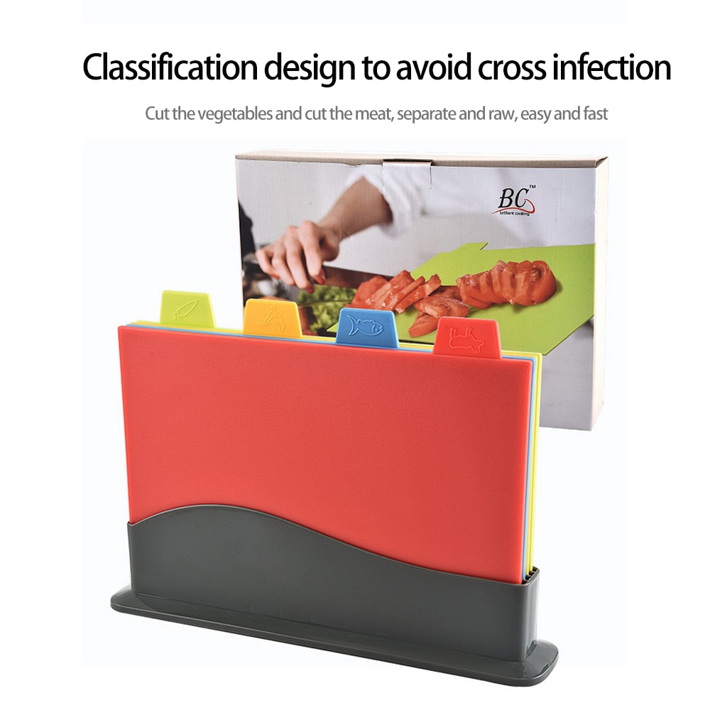 Versatile Plastic Slip Cutting Board Kitchen Cutting Board Classification Tools Plastic Sheet Original Four Sets kitchen tools
