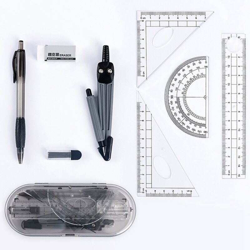 Kit Géométrie Geocustom - Règle 30 cm + Équerre Scolaire 60° + Équerre Scolaire 45° + Rapporteur
