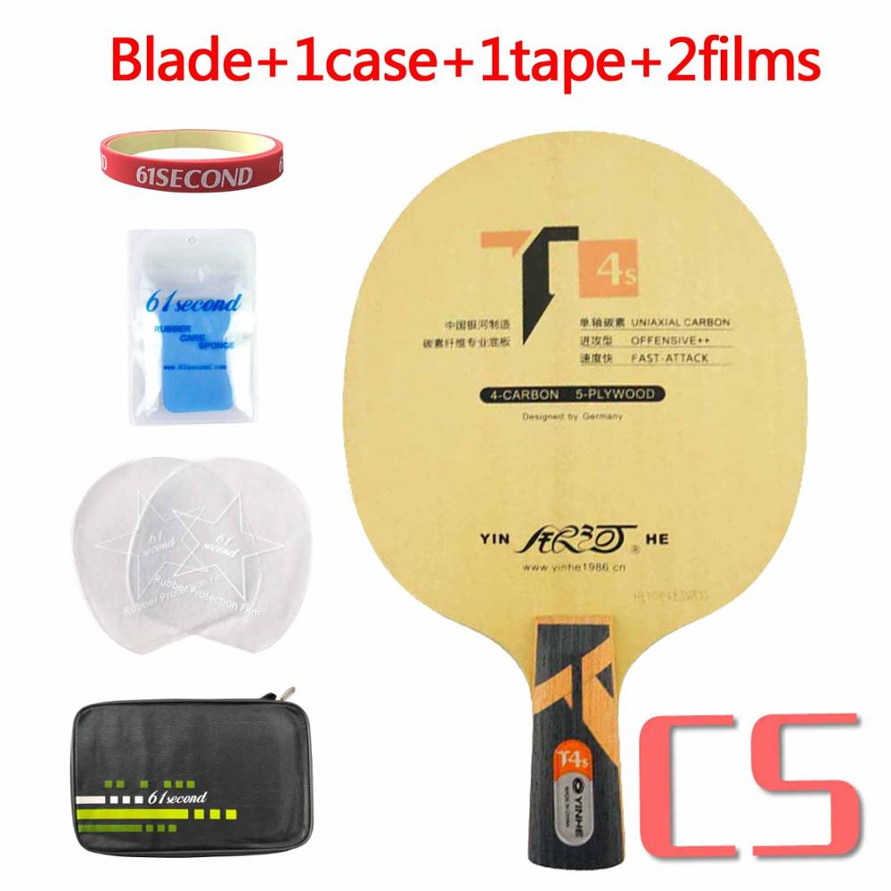 YINHE T-4 T4S Table Tennis Blade (T-4S, Hinoki Surface, 5 + 4 Carbon ) T4 Racket Ping Pong Bat Paddle: CS with FM case