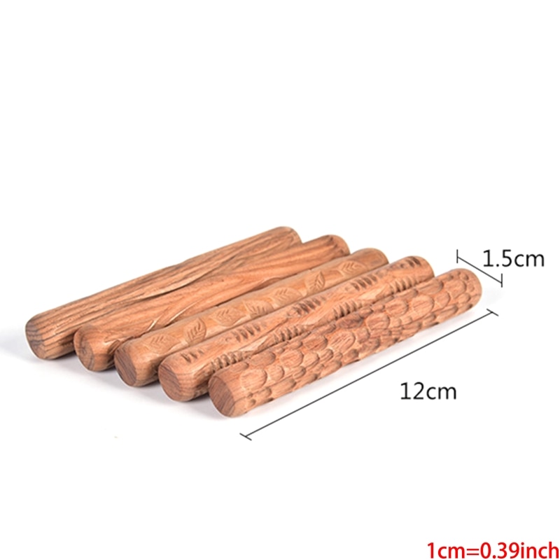 Wood Clay Texture Rolling Pin Emboss Pattern polymer clay roller Ceramic Pottery Tools