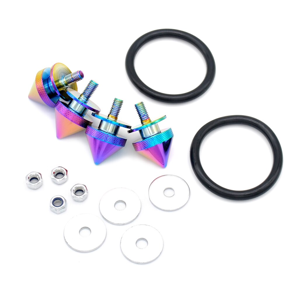 Spiked Quick Release Fasteners Kits For Car Front Rear Bumpers Trunk Fender Hatch Lids Car-styling: Rainbow