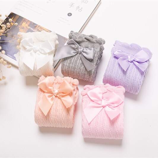 Spring and Autumn Size Children's Mesh Bowknot Stockings Thin No Heel Baby Socks Comfortable Girl Princess Socks