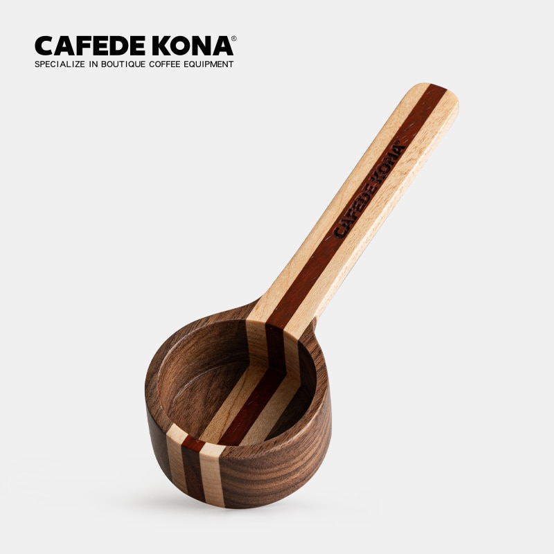Cuchara medidora tipo pala de nogal, granos de café, herramienta de medición para cocina, cuchara de madera, serie A juego de colores
