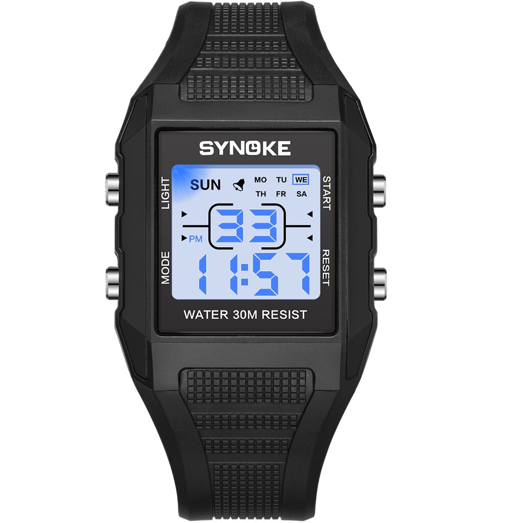 SYNOKE Mannen Horloge Digitale LED Horloge Waterdicht Lichtgevende Wijzerplaat Alarm Timing Multifunctionele Horloges relogios digitais desportivos