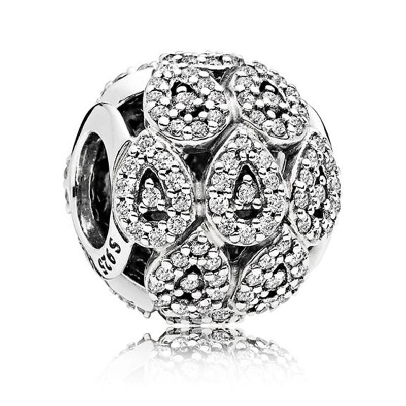 Mosaic Ball Blue & Clear Enchanted Chiselled Elegance Droplet Charm 925 Sterling Silver Beads Fit Bracelet DIY Jewelry: P-D-1329