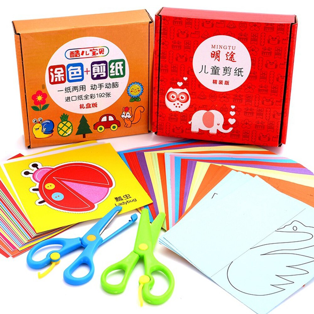 120Pcs/200Pcs/240Pcs Kids Cartoon Kleur Papier Vouwen En Snijden Speelgoed Kind Kingergarden Art Craft diy Educatief