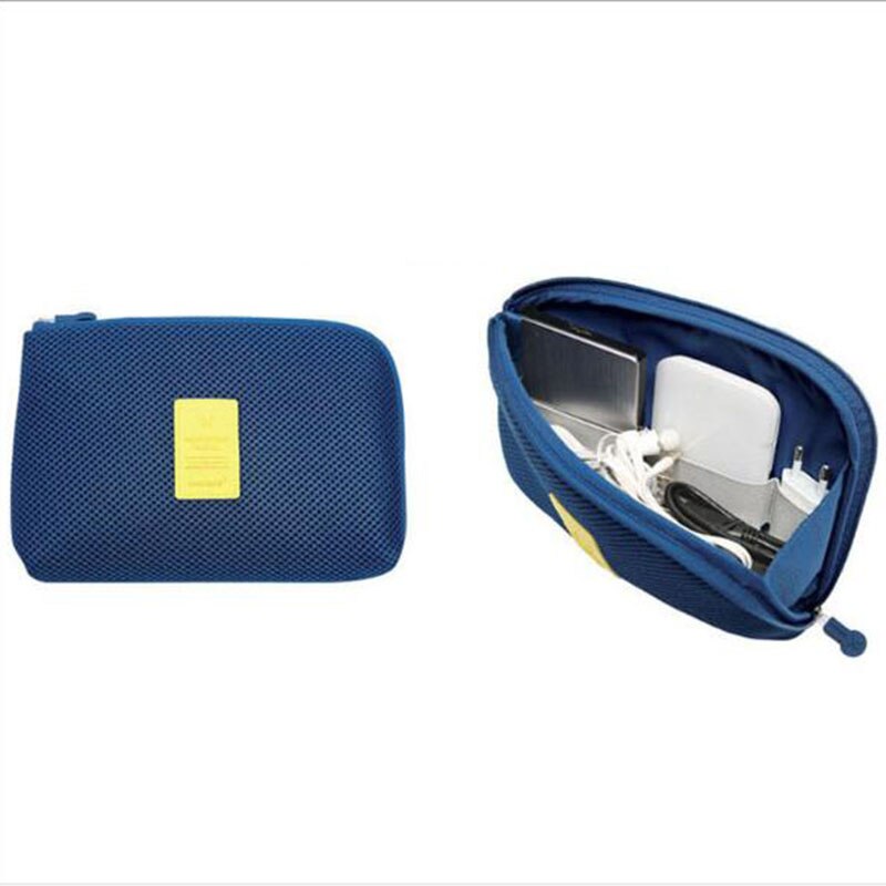 Travel Digital Accessories Storage Bag Mesh Cosmetic Zipper USB Cable Organizer Pouch Wallet