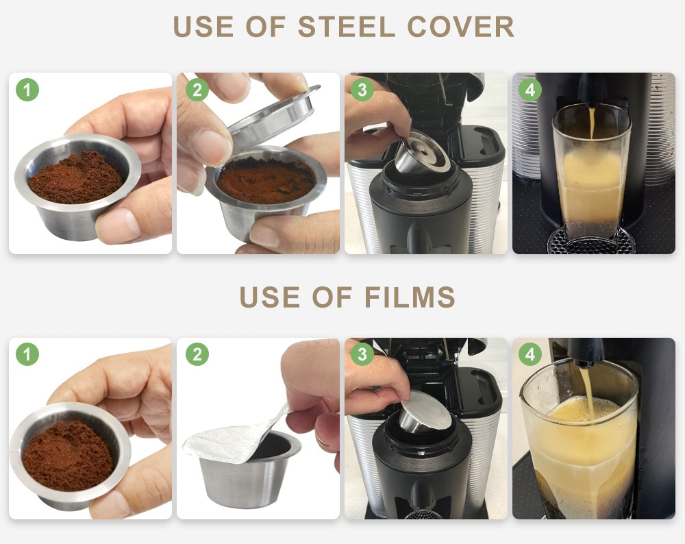 2 way use/CAPSULONE reusable Coffee capsule pod fit For Nespresso Vertuo Vertuoline metal Stainless Steel Refillable Capsule