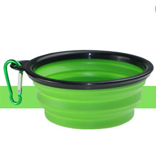 Silicone Collapsible Foldable Dog Bowl Candy Color Outdoor Travel Portable Puppy Food Container Water Feeder Dish Feeding Bowl: Green