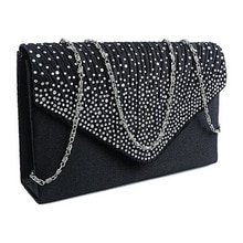 Damer stor kveld satin brude diamante damer clutch bag fest prom konvolutt skulder crossbody vesker bolsa feminina #50: Svart