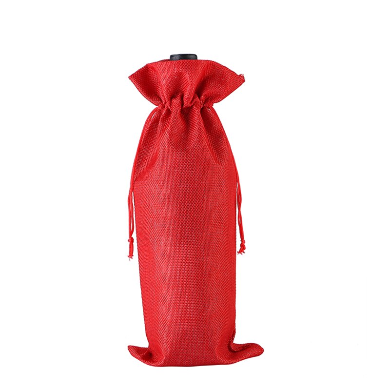 Lniane torby na wino pokrowce na butelki wina ze sznurkiem uchwyt na torebkę wina przewoźnik worek do pakowania dekoracje weselne prezent: As Picture9