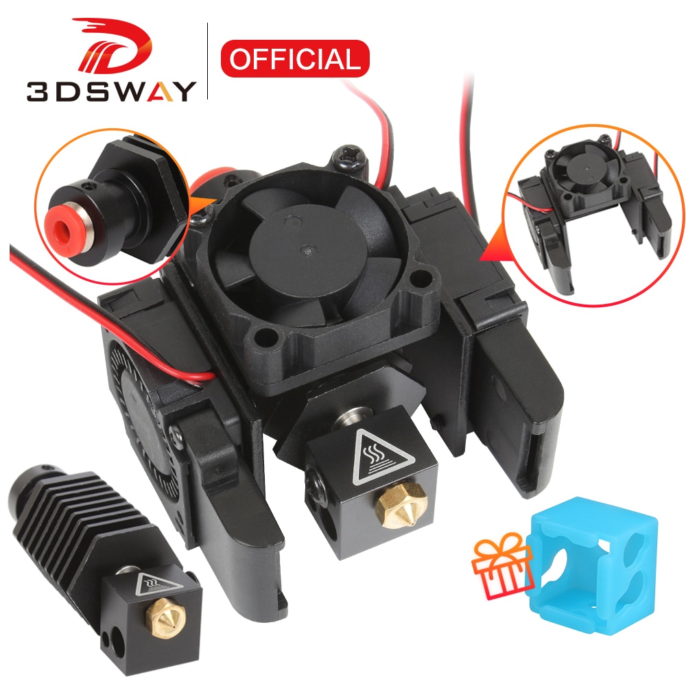 Kit de impresora 3D 3DSWAY E3D V6 Hotend, extrusora Bowden Direct, con control remoto de Metal, ventilador de refrigeración de volcán, accesorios PT100