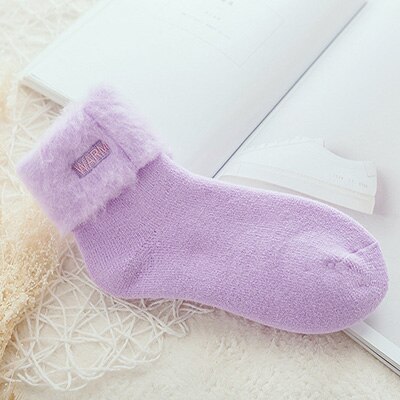 Chaussettes thermiques pour femmes, épaisses, chaudes, mignonnes, douces, duveteuses, neige, en coton, en cachemire, noires et blanches: 6