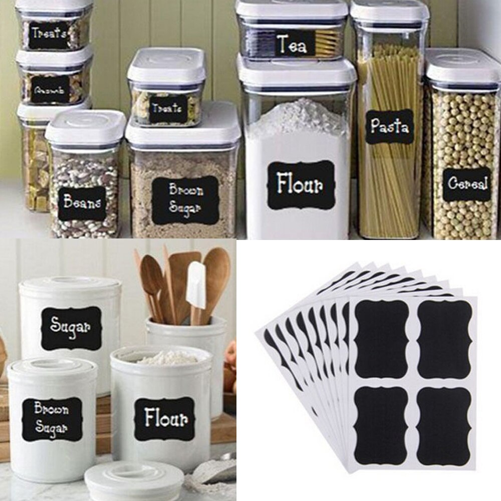 36 unids/set pizarra de tiza pegatinas pizarra artesanía organizador de jarras para cocina etiquetas botella negra pegatinas Stiky DIY
