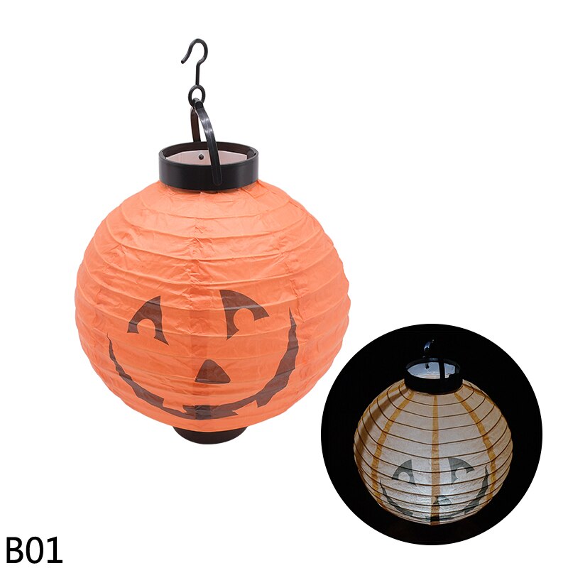 Halloween LED citrouille lanterne horreur lueur araignée crâne chauve-souris lampe à LED Halloween maison fête suspendus lustre décoration: B01