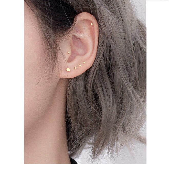 Boucles d'oreilles en argent sterling 925, très fines, très petites, rondes, avec des clous, mini, mignonnes, pour garçons et filles, adorable, 1.5/3mm