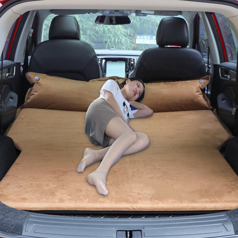 Colchoneta Universal para dormir en el maletero del coche, colchoneta de gamuza para dormir en el maletero, todoterreno, SUV, colchón inflable de viaje, cama de aire: S Brown