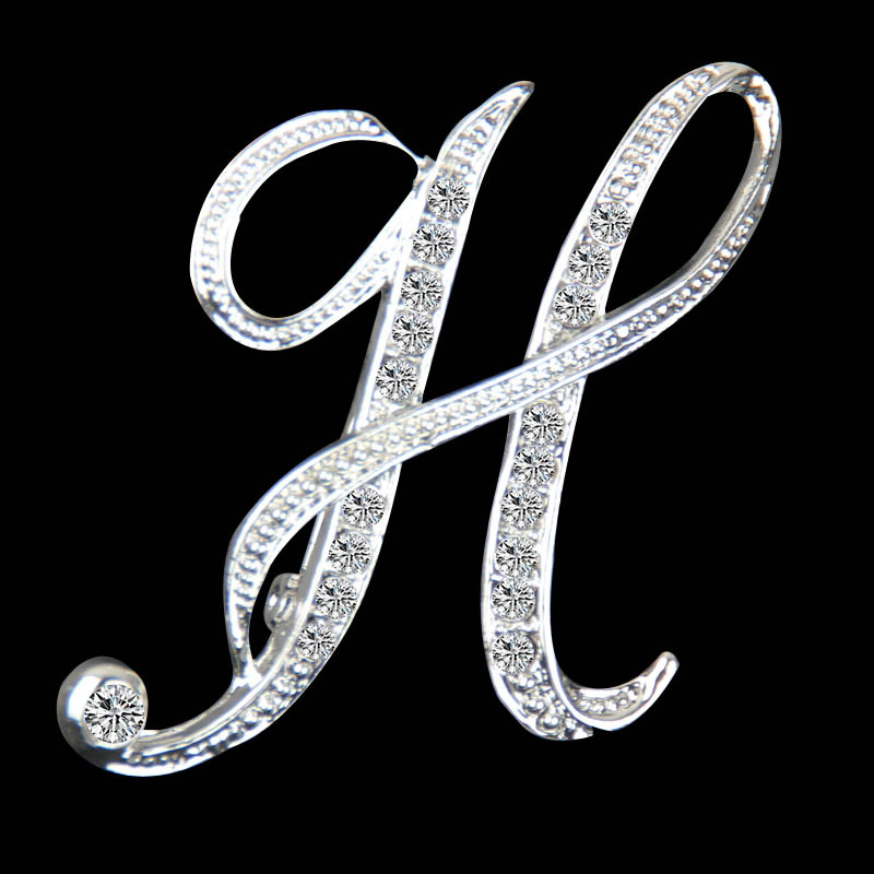 Rhinestone Crystal Broches Beginletter Broche A-S revers Spelden en Broches Clip Naam Sieraden Voor Vrouwen Mannen Wedding