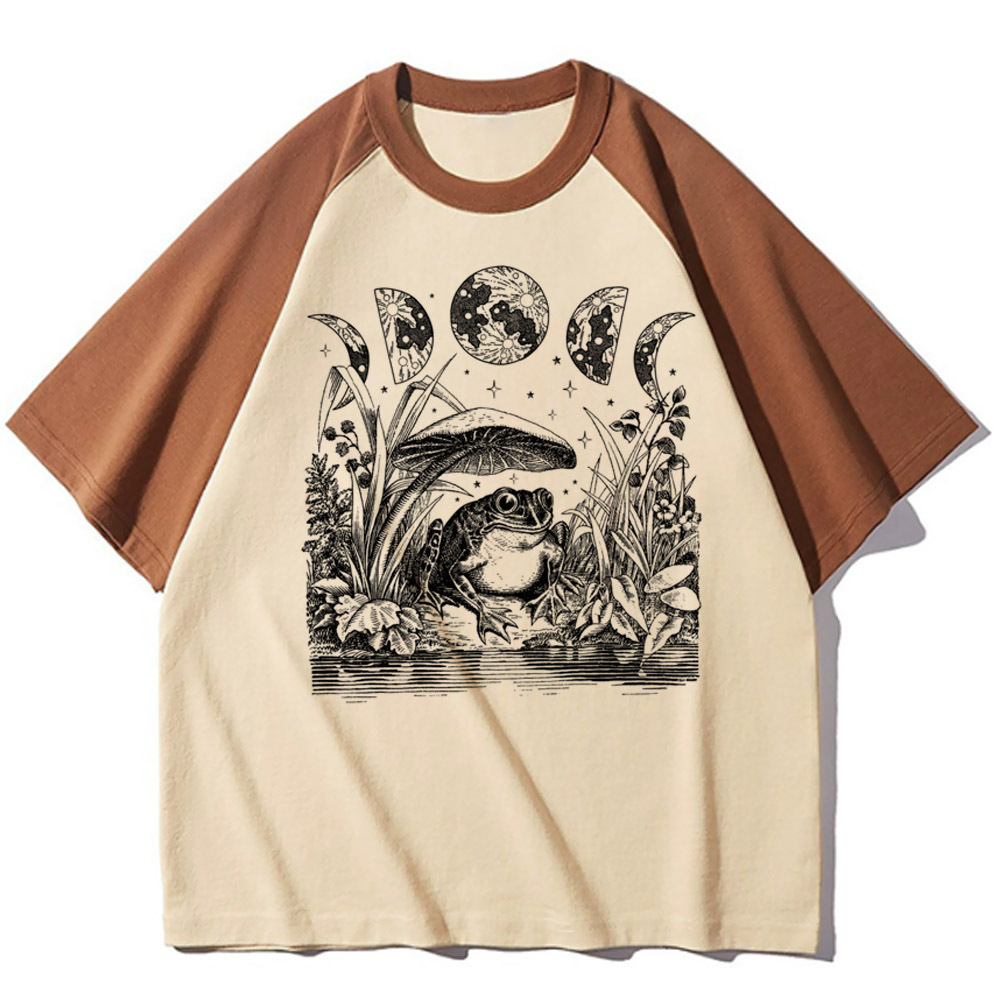 Cottagecore top damski modny wzór athleisure t shirt damski manga japońskie ubrania anime: XL / Niebieski