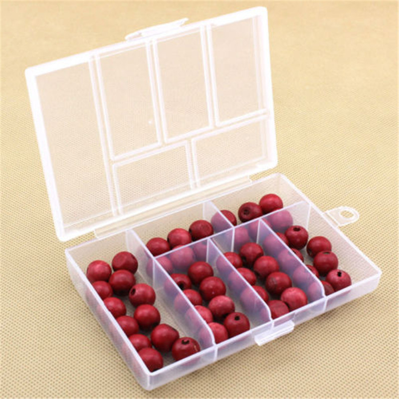 Bärbar plast 6-- fack förvaringsbehållare liten låda box transparent